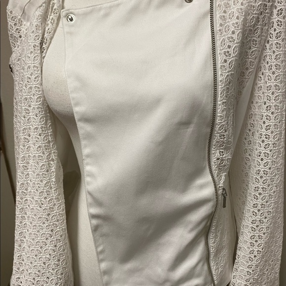 Apt. 9 White Eyelet & Twill Moro Jacket Size L NWT - Picture 4 of 8